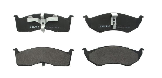 Set plăcuțe frână față, DELPHI , pentru: CHRYSLER NEON, NEON II, NEW YORKER, VISION, VOYAGER III; DODGE CARAVAN, INTREPID, NEON; PLYMOUTH NEON, NEON II, VOYAGER 1.8-3.8 10.92-