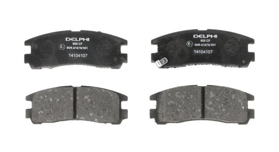 Set plăcuțe frână spate, DELPHI , pentru: CHRYSLER SEBRING; HYUNDAI GALLOPER II, SANTAMO; MITSUBISHI 3000 GT, ECLIPSE II, ECLIPSE III, ECLIPSE IV, GALANT IX, GALANT V, GALANT VII 1.8-3.8 07.85-