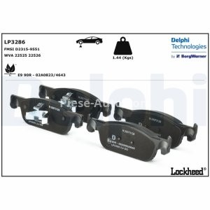 Set plăcuțe frână față, DELPHI , pentru: DACIA LOGAN II, LOGAN III, LOGAN MCV II, SANDERO II; RENAULT CLIO IV, CLIO IV/HATCHBACK, CLIO IV/KOMBI, LOGAN I, LOGAN II, LOGAN/STEPWAY II 0.9-1.6 06.11- 3