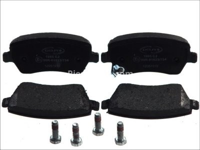 Set plăcuțe frână față, DELPHI (cu accesorii; cu un tampon de amortizare), pentru: DACIA DUSTER; NISSAN MICRA III, MICRA V; OPEL AGILA; SUZUKI SPLASH, SWIFT III 1.0-1.6 01.03-