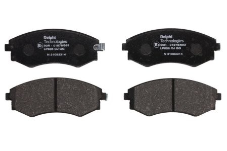 Set plăcuțe frână față, DELPHI , pentru: DAEWOO KORANDO, MUSSO; HYUNDAI COUPE I, COUPE II, ELANTRA III, LANTRA I, LANTRA II, MATRIX, SONATA II, SONATA III, SONATA IV; KIA JOICE 1.5-3.2 09.88-