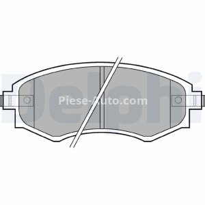 Set plăcuțe frână față, DELPHI , pentru: DAEWOO KORANDO, MUSSO; HYUNDAI COUPE I, COUPE II, ELANTRA III, LANTRA I, LANTRA II, MATRIX, SONATA II, SONATA III, SONATA IV; KIA JOICE 1.5-3.2 09.88-