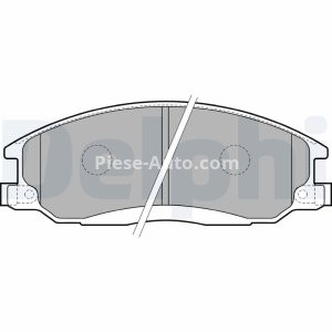 Set plăcuțe frână față, DELPHI , pentru: DAEWOO REXTON; HYUNDAI H-1, H-1 / STAREX, H-1 CARGO, HIGHWAY, SANTA FÉ I, TRAJET, TRAJET/MINIVAN, XG; SSANGYONG ACTYON I, ACTYON SPORTS I 1.5-3.2 12.98-