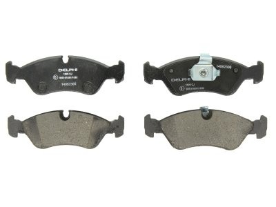 Set plăcuțe frână față, DELPHI (cu un tampon de amortizare), pentru: DAEWOO CIELO, ESPERO, LANOS, NEXIA; OPEL ASTRA F, ASTRA F CLASSIC, ASTRA F/KOMBI, CALIBRA A, KADETT E, OMEGA A 1.3-2.4 06.85-