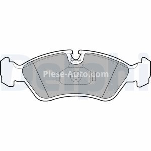 Set plăcuțe frână față, DELPHI (cu un tampon de amortizare), pentru: DAEWOO CIELO, ESPERO, LANOS, NEXIA; OPEL ASTRA F, ASTRA F CLASSIC, ASTRA F/KOMBI, CALIBRA A, KADETT E, OMEGA A 1.3-2.4 06.85-