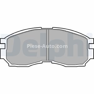 Set plăcuțe frână față, DELPHI , pentru: DODGE AVENGER; HYUNDAI SANTAMO; MITSUBISHI COLT III, COLT IV, ECLIPSE I, ECLIPSE II, GALANT VI, GALANT VII, GALANT VIII, LANCER III 1.3-2.5 01.87-12.04 3