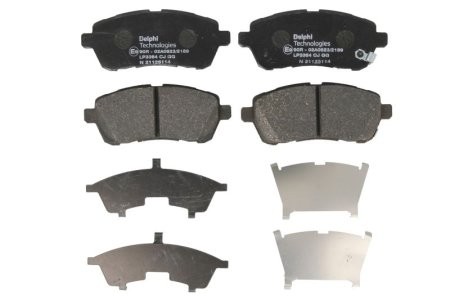 Set plăcuțe frână față, DELPHI , pentru: FORD FIESTA VI; SUZUKI BALENO, SWIFT IV, SWIFT V 1.0-1.6D 02.10- 1