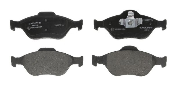 Set plăcuțe frână față, DELPHI , pentru: FORD COURIER, FIESTA IV, FIESTA V, FUSION, KA, PUMA, STREET KA; MAZDA 121 III/HATCHBACK, 2 1.0-2.0 08.95-12.12 1