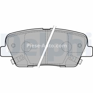 Set plăcuțe frână spate, DELPHI (cu un tampon de amortizare), pentru: HYUNDAI EQUUS / CENTENNIAL, GENESIS, GRAND SANTA FÉ, SANTA FÉ II, SANTA FÉ III, SANTA FÉ II/SUV 2.0-5.0 03.06- 3