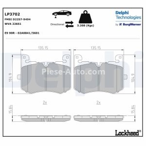 Set plăcuțe frână față, DELPHI , pentru: JAGUAR F-PACE 5.0/5.0H 08.18-