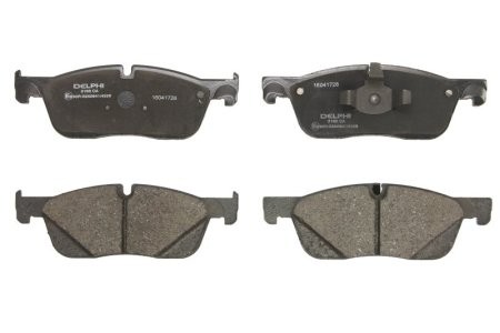Set plăcuțe frână față, DELPHI (cu un tampon de amortizare), pentru: JAGUAR E-PACE, F-PACE; LAND ROVER DISCOVERY SPORT, RANGE ROVER EVOQUE 1.5H-5.0 06.11-