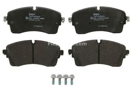 Set plăcuțe frână față, DELPHI (cu un tampon de amortizare), pentru: JAGUAR E-PACE; LAND ROVER DEFENDER, DISCOVERY SPORT, DISCOVERY V, RANGE ROVER EVOQUE, RANGE ROVER IV 1.5H-5.0 06.11-