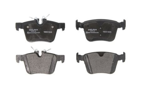 Set plăcuțe frână spate, DELPHI (cu un tampon de amortizare), pentru: VOLVO S60 III, S90 II, V60 II, V90 II, XC60 II, XC90 II; JAGUAR E-PACE, F-PACE, I-PACE, XE 1.5H-Electric 06.11-