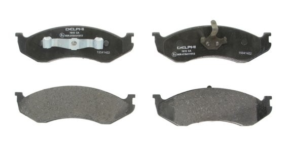 Set plăcuțe frână față, DELPHI , pentru: JEEP CHEROKEE, COVWCHE, GRAND CHEROKEE I, WRANGLER I, WRANGLER II, WRANGLER III; KIA CARNIVAL I 2.1D-5.9 10.84-