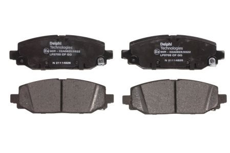Set plăcuțe frână spate, DELPHI (cu un tampon de amortizare), pentru: JEEP WRANGLER IV 2.0-3.6 09.17-