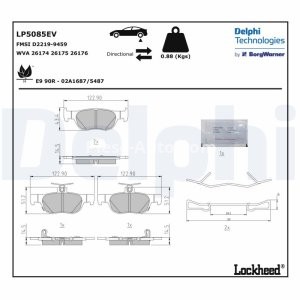 Set plăcuțe frână spate, DELPHI , pentru: MAZDA 3, CX-30, MX-30 1.5-Electric 11.18-
