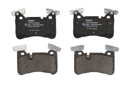 Set plăcuțe frână spate, DELPHI , pentru: MERCEDES C (C204), C T-MODEL (S204), C (W204), CLS (C218), CLS SHOOTING BRAKE (X218), E T-MODEL (S212), E (W212) 5.5/6.2 02.08- 1
