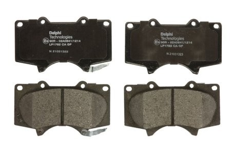 Set plăcuțe frână față, DELPHI , pentru: MITSUBISHI PAJERO IV; TOYOTA 4 RUNNER IV, 4 RUNNER V, FJ CRUISER, FORTUNER, HILUX, HILUX VII, HILUX VIII, LAND CRUISER 2.4D-5.7 02.99-