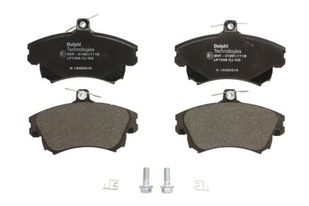 Set plăcuțe frână față, DELPHI (cu accesorii; cu un tampon de amortizare), pentru: VOLVO S40 I, V40; MITSUBISHI CARISMA, COLT VI; SMART FORFOUR 1.3-2.0 05.95-06.12