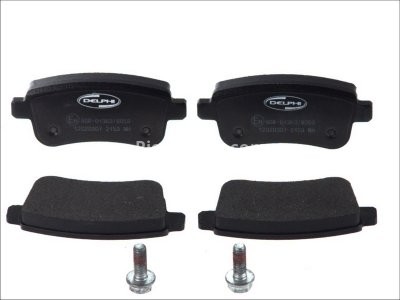 Set plăcuțe frână spate, DELPHI (cu accesorii; cu un tampon de amortizare), pentru: MITSUBISHI ASX; RENAULT CAPTUR II, CLIO V, FLUENCE, GRAND SCENIC III, MEGANE, MEGANE III 1.0-Electric 11.08-