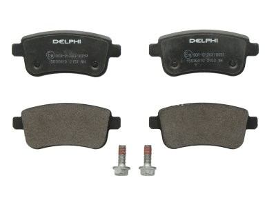 Set plăcuțe frână spate, DELPHI (cu accesorii; cu un tampon de amortizare), pentru: MITSUBISHI ASX; RENAULT CAPTUR II, CLIO V, FLUENCE, GRAND SCENIC III, MEGANE, MEGANE III 1.0-Electric 11.08- 3
