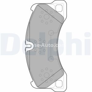 Set plăcuțe frână față, DELPHI (cu un tampon de amortizare), pentru: PORSCHE CAYENNE, MACAN, PANAMERA, PANAMERA SPORT TURISMO; VW TOUAREG 2.0-6.0 10.02- 3