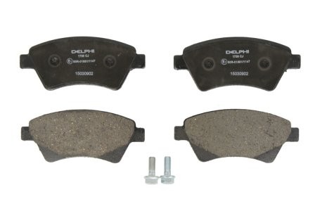 Set plăcuțe frână față, DELPHI , pentru: RENAULT GRAND SCENIC II, KANGOO, KANGOO EXPRESS, MEGANE I, MEGANE I COACH, MEGANE II, MEGANE II/KOMBI, SCENIC I, SCENIC II 1.4-2.0D 03.99- 3