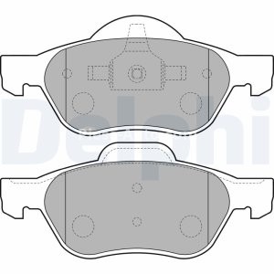 Set plăcuțe frână față, DELPHI , pentru: RENAULT GRAND SCENIC II, LAGUNA, LAGUNA II, LAGUNA III, MEGANE I, MEGANE I COACH, TWINGO II, WIND 1.2-2.0 03.99- 3