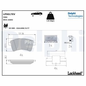 Set plăcuțe frână față, DELPHI (cu accesorii; cu un tampon de amortizare), pentru: RENAULT KANGOO EXPRESS Electric 10.11-