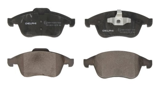 Set plăcuțe frână față, DELPHI (cu un tampon de amortizare), pentru: RENAULT CLIO IV, FLUENCE, GRAND SCENIC III, LAGUNA, LAGUNA III, MEGANE, MEGANE III, SCENIC III 1.2-2.0D 10.07- 3