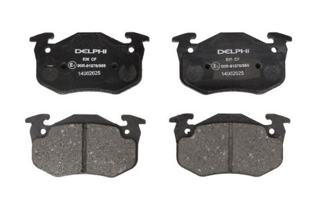 Set plăcuțe frână spate, DELPHI , pentru: RENAULT 19 I, 19 I CHAMADE, 19 II, 19 II CHAMADE, 19 II/HATCHBACK, CLIO I, CLIO II, MEGANE I, MEGANE I CLASSIC, MEGANE I COACH 1.2-2.0 07.88-07.09