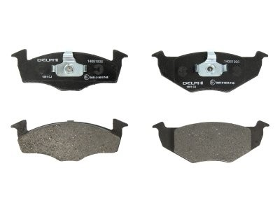 Set plăcuțe frână față, DELPHI , pentru: SEAT CORDOBA, CORDOBA VARIO, IBIZA II, TOLEDO I, TOLEDO II; VW GOLF III, POLO, POLO III CLASSIC, POLO/KOMBI, VENTO 1.4-1.9D 05.91-05.06