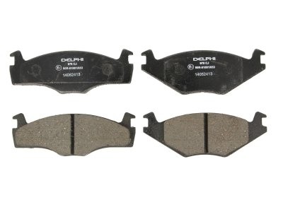 Set plăcuțe frână față, DELPHI , pentru: SEAT CORDOBA, CORDOBA VARIO, IBIZA II; SKODA FELICIA I, FELICIA II; VW POLO, POLO CLASSIC, POLO II, POLO III, POLO III CLASSIC 1.0-1.9D 08.86-12.02