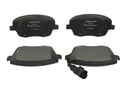 Set plăcuțe frână față, DELPHI , pentru: SEAT CORDOBA, IBIZA III; SKODA FABIA I, FABIA I PRAKTIK, FABIA II, ROOMSTER, ROOMSTER PRAKTIK; VW POLO, POLO IV 1.0-2.0 08.99-05.15