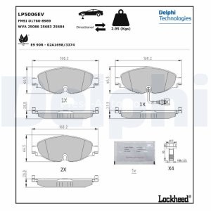 Set plăcuțe frână față, DELPHI , pentru: VW GOLF VII Electric 03.14-01.21