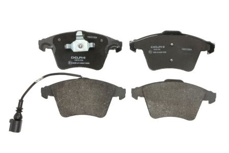 Set plăcuțe frână față, DELPHI (cu un tampon de amortizare), pentru: VW CALIFORNIA T5 CAMPER, CALIFORNIA T6 CAMPER, MULTIVAN T5, MULTIVAN T6, TRANSPORTER T5 1.9D-3.2 04.03-