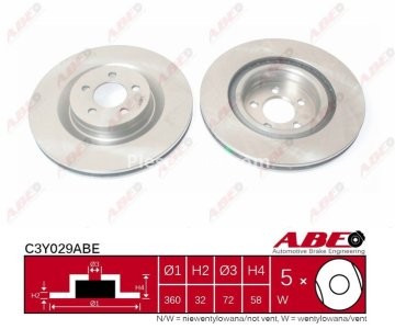 Disc frână față ABE, pentru: CHRYSLER 300 C, 300C; DODGE CHALLENGER, CHALLENGER SRT8, CHARGER, MAGNUM 6.1/6.4 01.05-