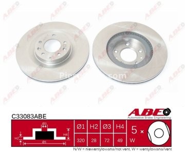 Disc frână față ABE, pentru: FORD USA EDGE; LINCOLN MKX; MAZDA CX-7, CX-9 2.0-3.7 08.06-