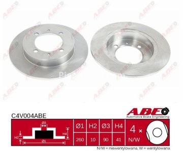 Disc frână spate ABE, pentru: VOLVO S40 I, V40; MITSUBISHI CARISMA, SPACE STAR 1.3-2.0 05.95-06.06