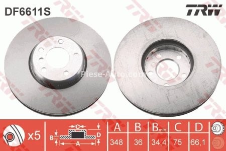 Disc frână TRW din doua piese ,față, stânga pentru: BMW 5 (F10), 5 (F11), 5 GRAN TURISMO (F07), 6 (F12), 6 (F13), 6 GRAN COUPE (F06), 7 (F01, F02, F03, F04) 2.0-4.4 02.08-10.18 3