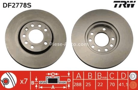 Disc frână TRW ,față, pentru: CHEVROLET VECTRA; LOTUS 2 ELEVEN, ELISE, EUROPA S, EXIGE; OPEL CALIBRA A, SPEEDSTER, VECTRA B; SAAB 900 II, 9-3, 9-5 1.6-3.0 08.91- 3