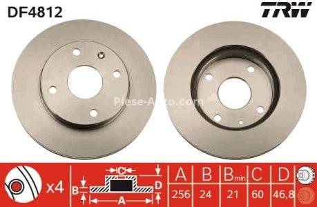 Disc frână TRW ,față, pentru: CHEVROLET EPICA, EVANDA, LACETTI, REZZO; DAEWOO EVANDA, MAGNUS, TACUMA / REZZO 1.4-2.5 09.00- 3