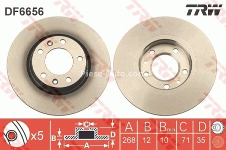 Disc frână TRW ,spate, pentru: DS DS 4 II; CITROEN BERLINGO, BERLINGO MULTISPACE, BERLINGO/MINIVAN, C4 GRAND PICASSO II, C4 PICASSO II, C4 SPACETOURER 1.2-Electric 02.13- 3