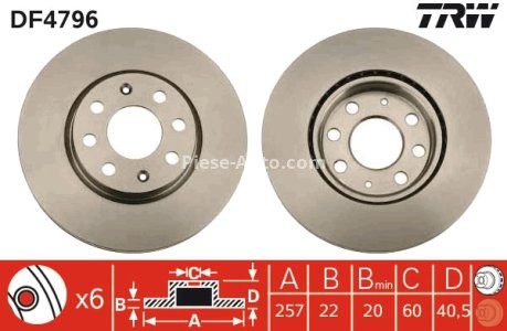 Disc frână TRW ,față, pentru: FIAT DOBLO, DOBLO/MINIVAN, GRANDE PUNTO, PUNTO, PUNTO EVO, PUNTO EVO/HATCHBACK, PUNTO/HATCHBACK, STILO; LANCIA YPSILON; OPEL ADAM 0.9-1.9D 10.01- 3