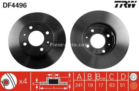 Disc frână TRW ,față, pentru: HYUNDAI ACCENT, ACCENT II 1.3-1.6 10.95-11.05 3