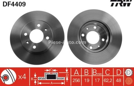 Disc frână TRW ,față, pentru: HYUNDAI GETZ 1.1-1.6 09.02-12.10 3