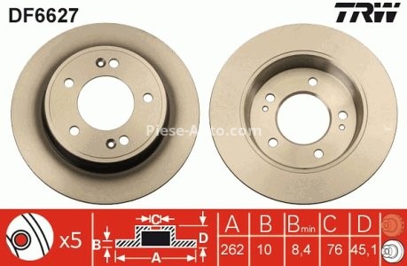 Disc frână TRW ,spate, pentru: HYUNDAI CRETA, ELANTRA V, ELANTRA VI, I30, KONA, KONA/SUV, VELOSTER, VENUE; KIA CEE'D, CERATO III, CERATO IV, CERATO KOUP III 1.0-2.0 09.10- 3