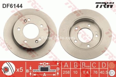 Disc frână TRW ,spate, pentru: HYUNDAI IX20; KIA VENGA 1.4-1.6LPG 02.10- 3