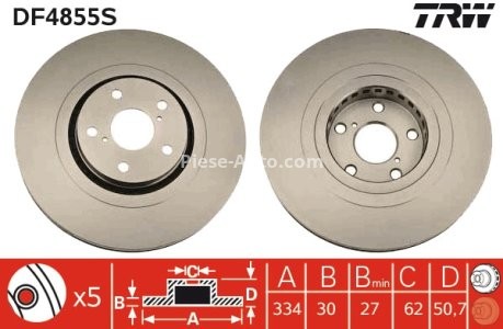 Disc frână TRW ,față, stânga pentru: LEXUS GS, IS II, IS III, RC 2.0-4.6 04.05- 3