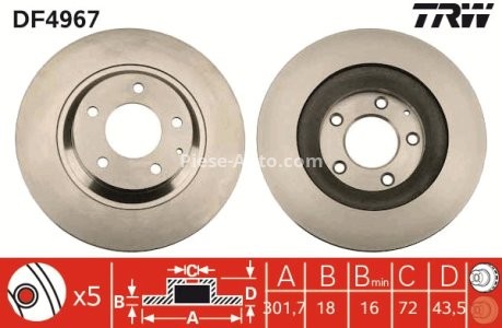 Disc frână TRW ,spate, pentru: MAZDA RX-8 1.3 08.03-06.12 3